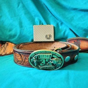 Bass Belt with Belt Buckles including Avon Majestic Eagle Belt Buckle CIB